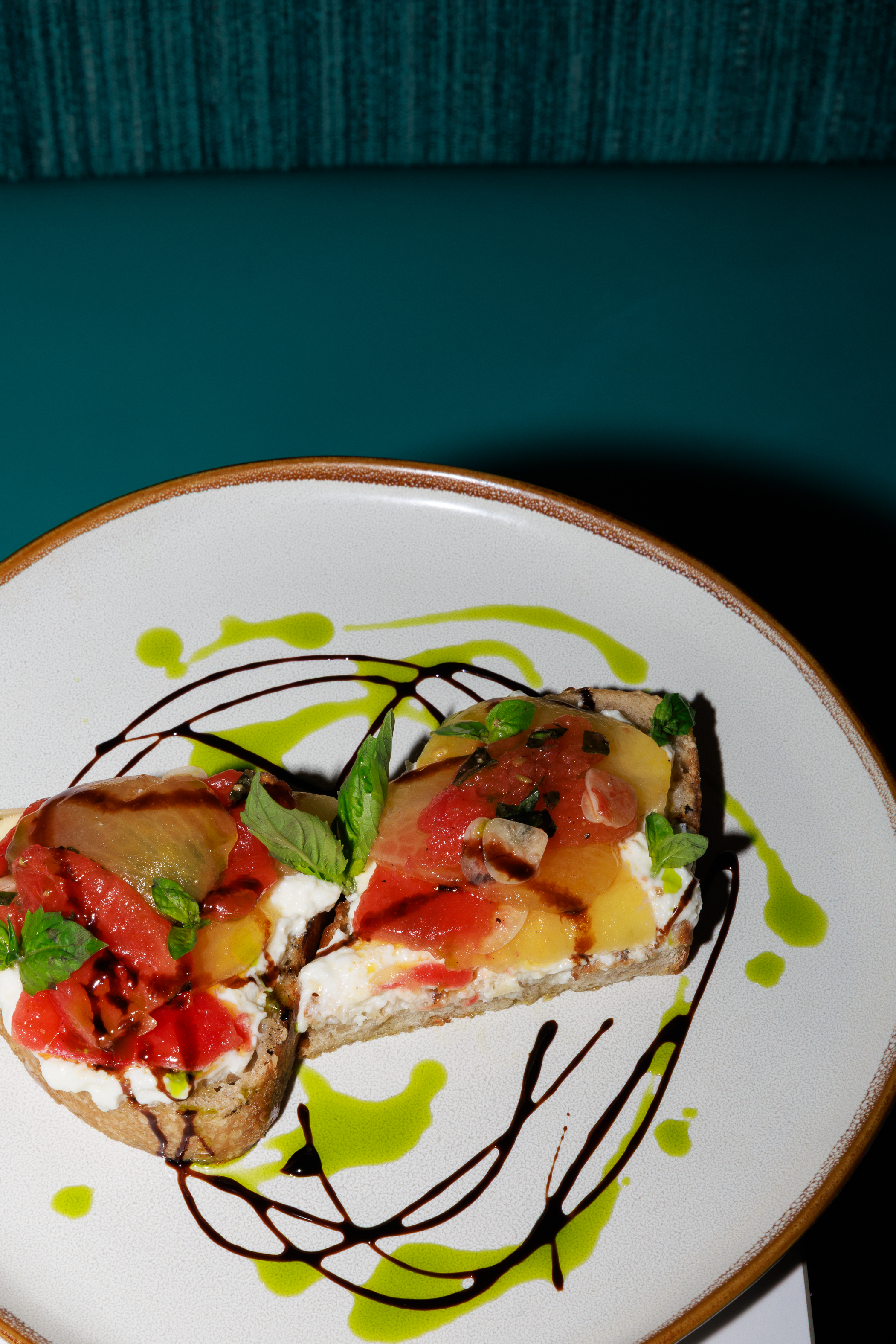 Fresh Bruschetta with Drizzled Oil at Salty Zebra Bistro Jupiter
