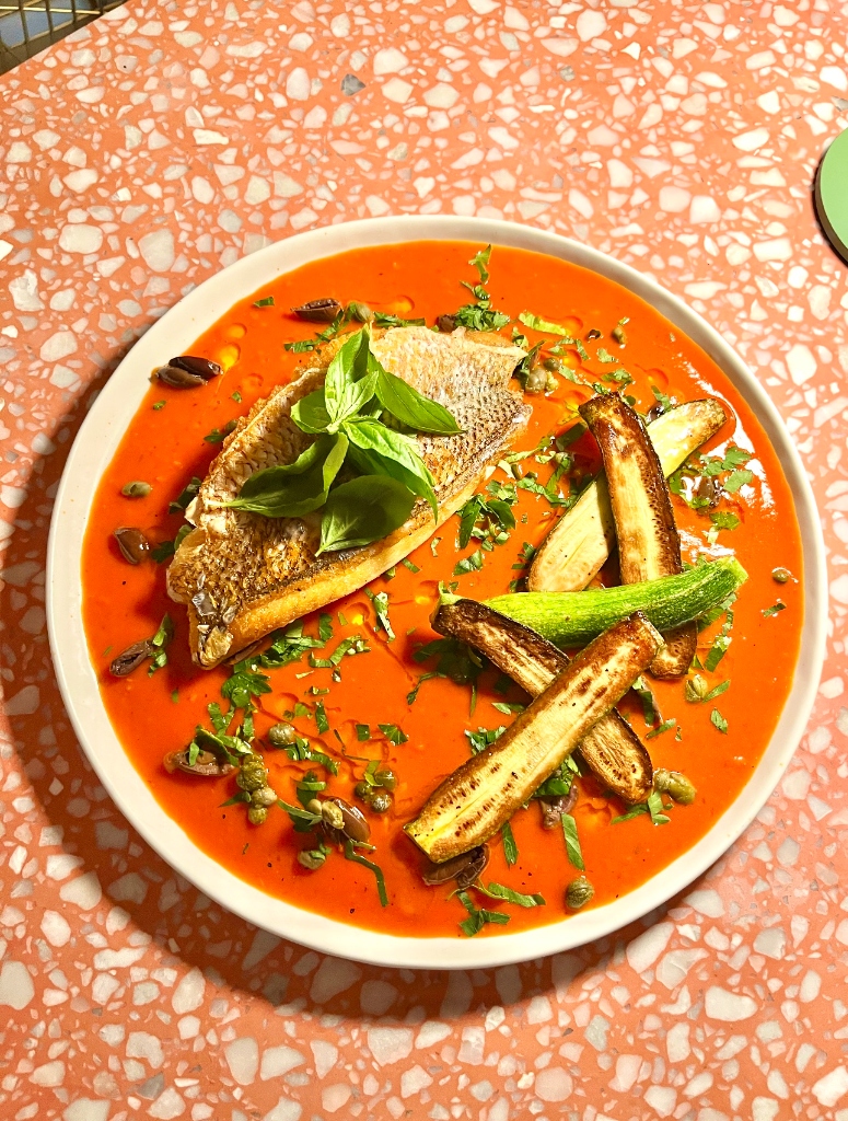 Chef Michael Luth's seasonal creation at The Salty Zebra Bistro Jupiter - scratch kitchen dish featuring local ingredients