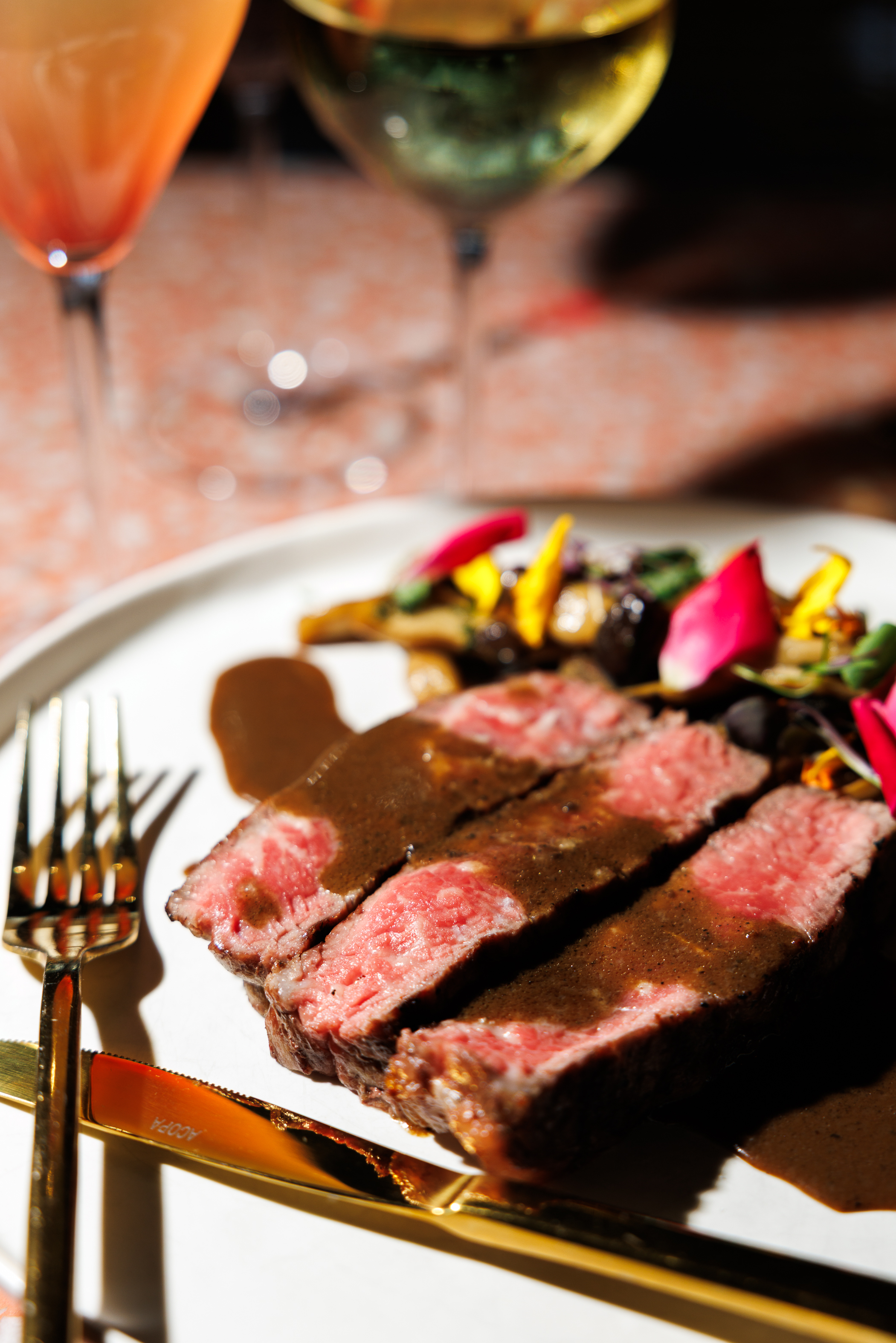 Chatel Farms NY Strip steak with au poivre at The Salty Zebra Bistro