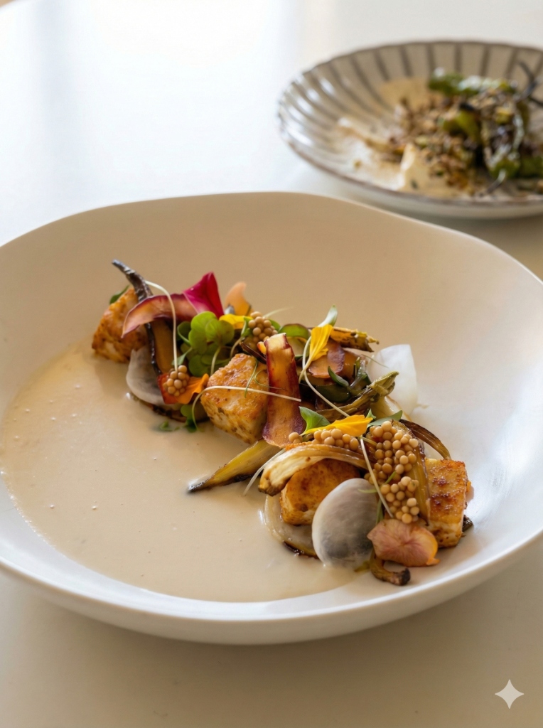 Chef's vegetarian creation at The Salty Zebra Bistro Jupiter - Local Vegetable Curry or Cauliflower Bolognese