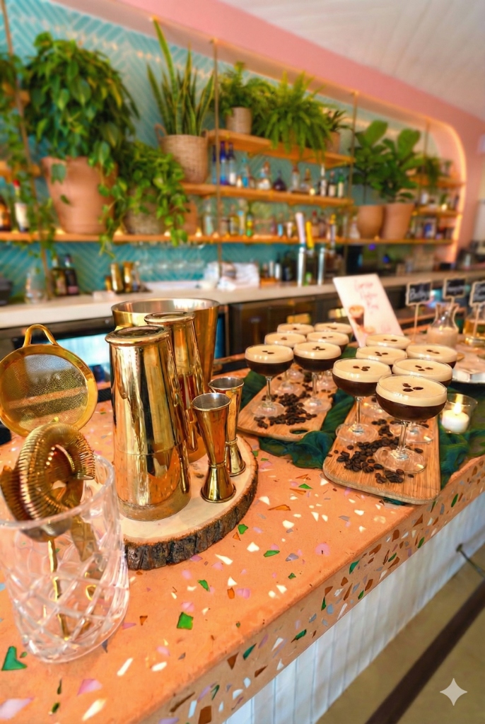 Wedding celebration decor at The Salty Zebra Bistro Jupiter Florida - personalized event signage for daytime parties